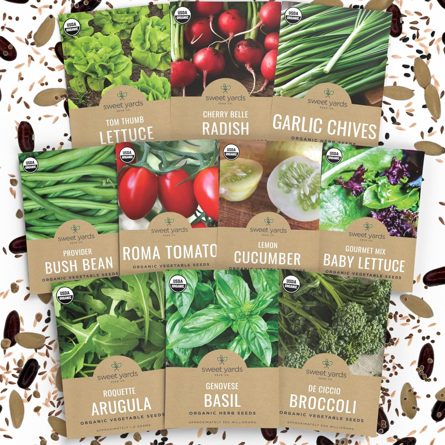 Organic Container Garden Seeds Variety Pack – 10 Individual Packs – 2026 Season