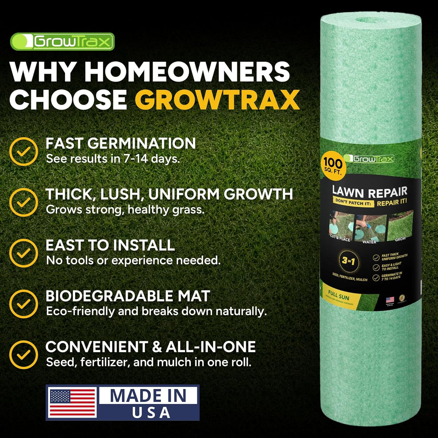 Biodegradable Grass Seed – 100 SQFT Bermuda Rye – Grass Seed and Fertilizer for