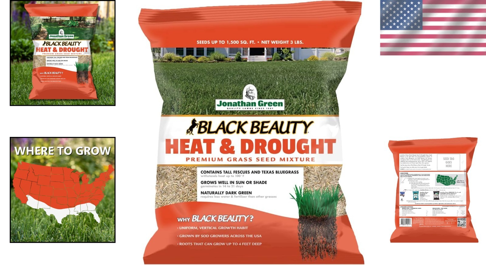 Drought Resistant Grass Seed 3 lb for Full Sun Lawn Coverage Up to 750 sq ft