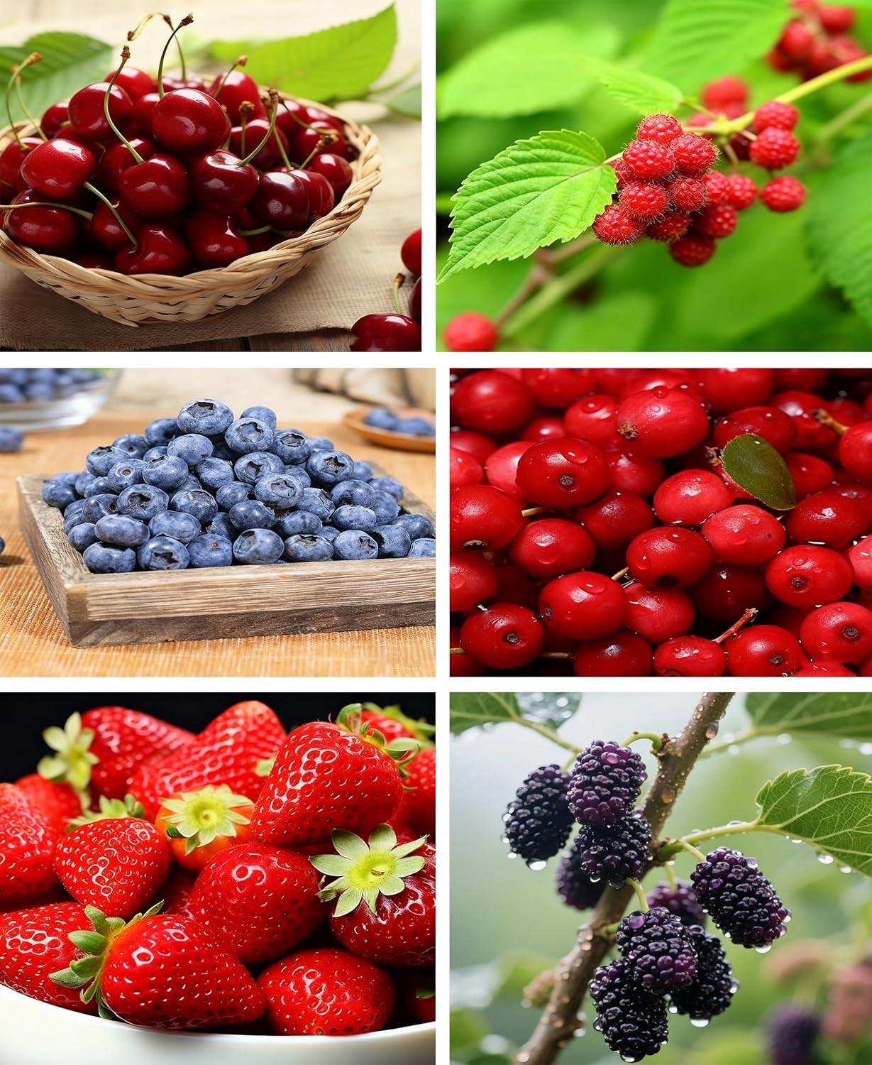 1500+ Fruit Tree Seeds Mixed for Planting, 6 Varieties, 400 Strawberry 200 Blueb