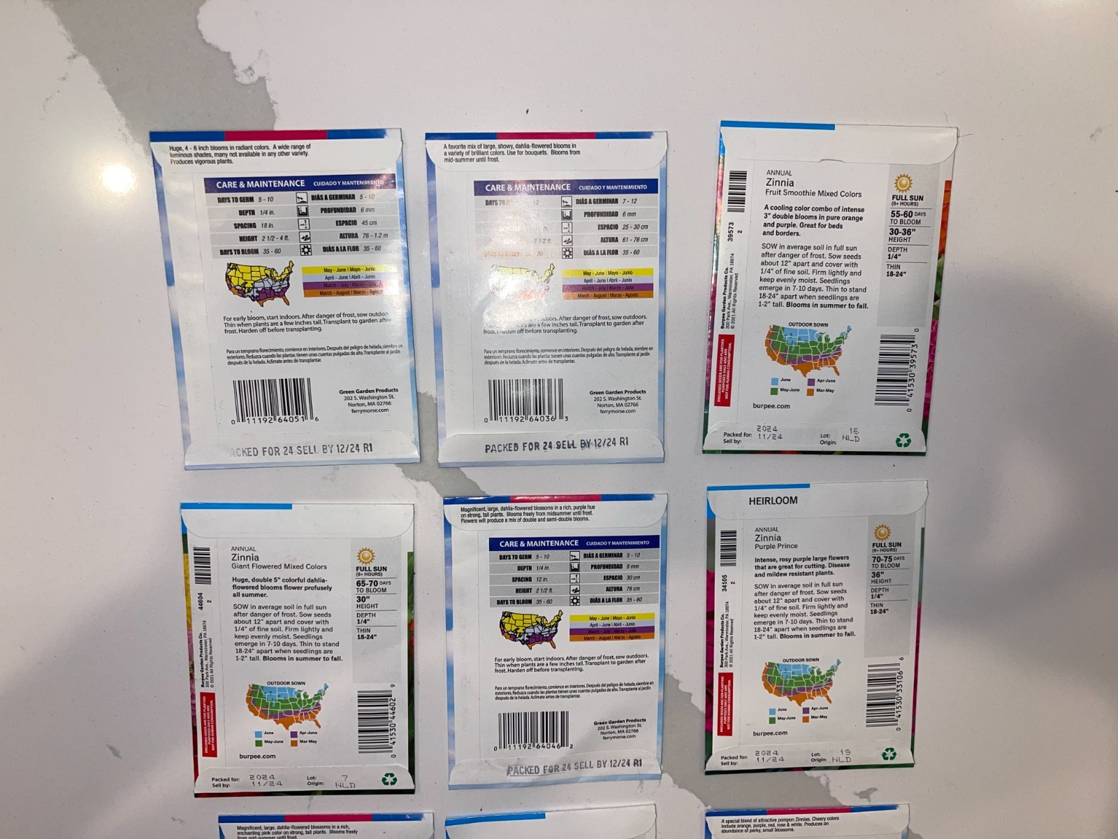 10 PACK BUNDLE LOT ZINNIA SEEDS