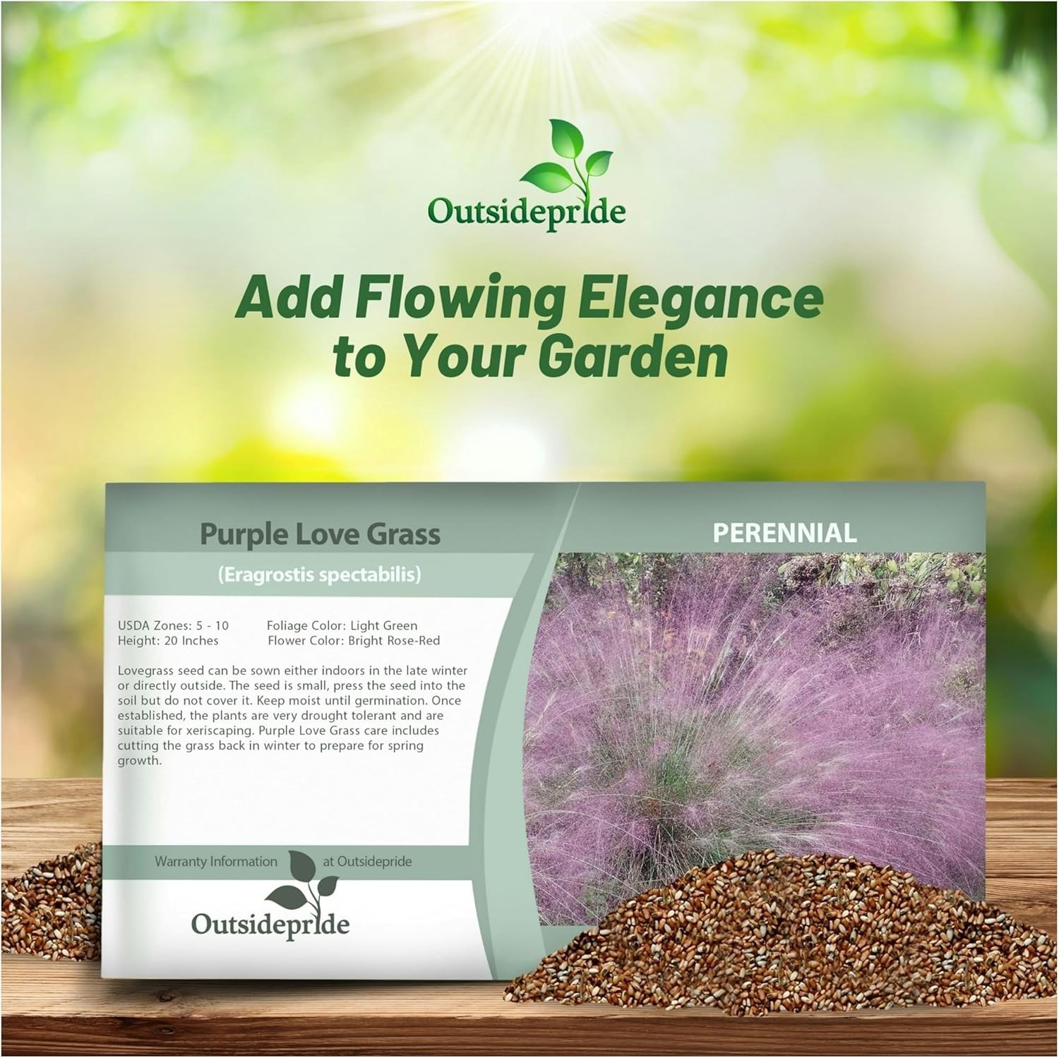 1000 Seeds Drought Tolerant Love Grass Eragrostis Spectabilis Ornamental