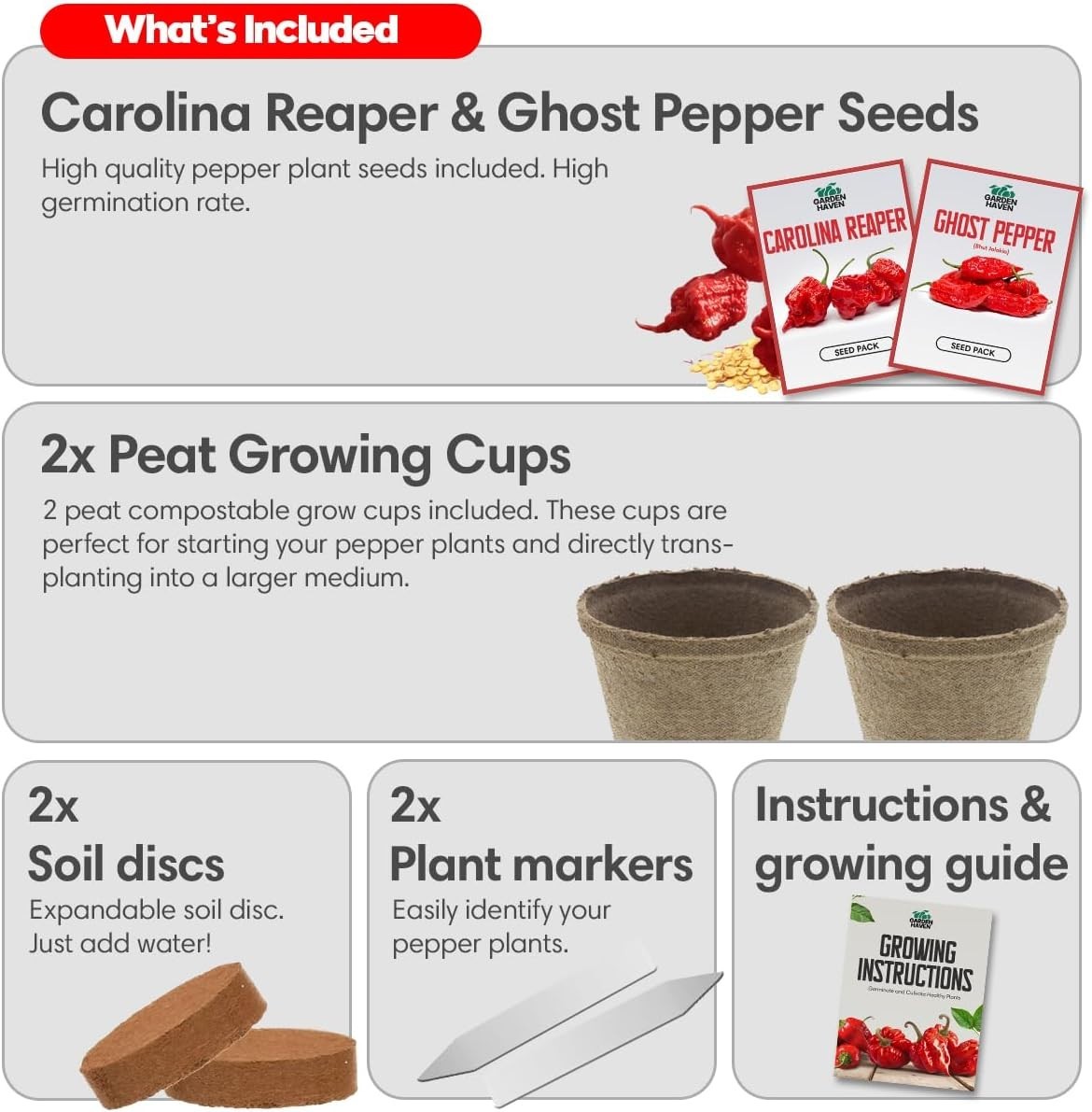 Carolina Reaper & Ghost Pepper Grow Kit – All in One Starter Grow Kit