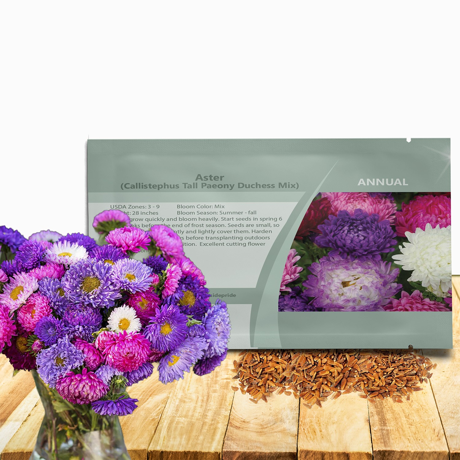 2000 Seeds Paeony Aster Seed Mix For Planting – Aster Callistephus Tall