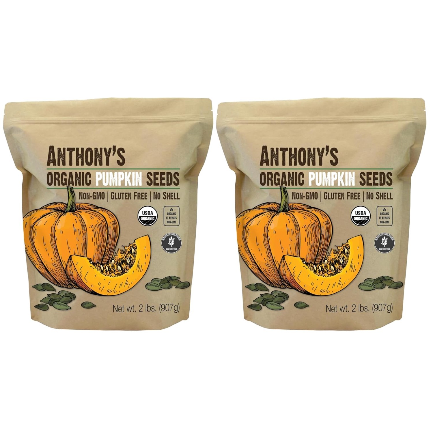 Anthony’s Organic Pepitas – Raw, Unsalted (2 lb, Pack of 2)