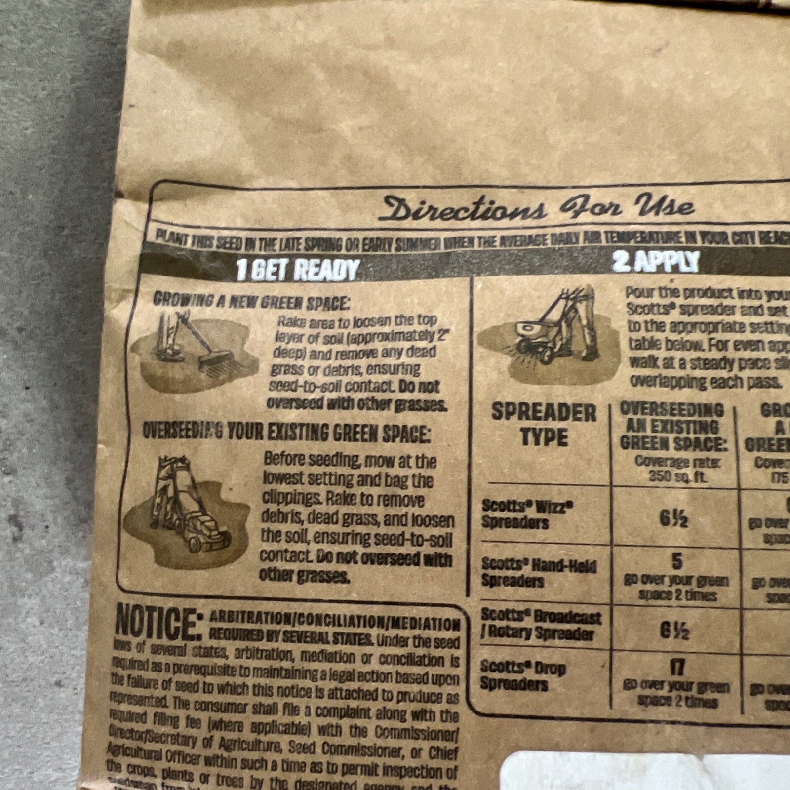 O.M. SCOTT & SONS BUFFALO GRASS SEED 0.7 lb. Bag 350 sq ft. Drought Tolerant
