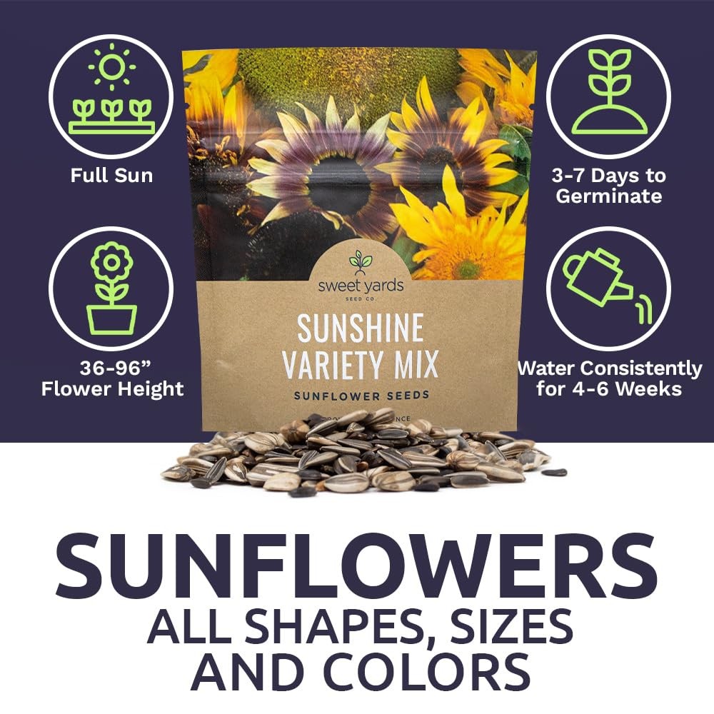 1 Ounce Sunflower Variety Mix 10 Types Bulk Open Pollinated Flower Seeds