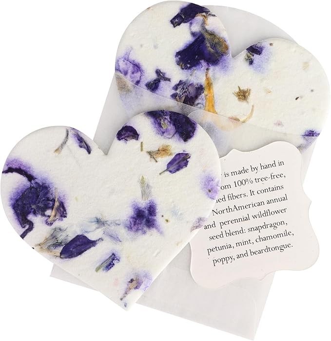 Heart Seed Paper Set of 24 Writable Plantable Wildflower with Envelopes
