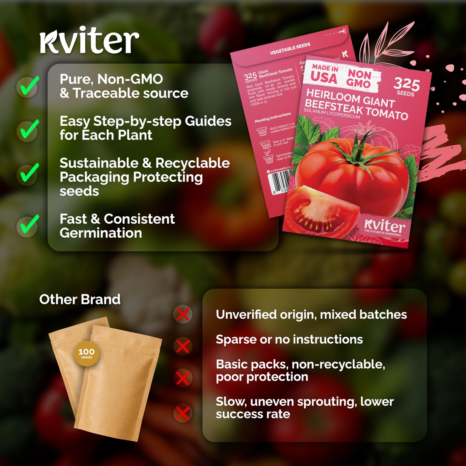 KVITER 325 Giant Beefsteak Tomatoes Seeds (Solanum lycopersicum)