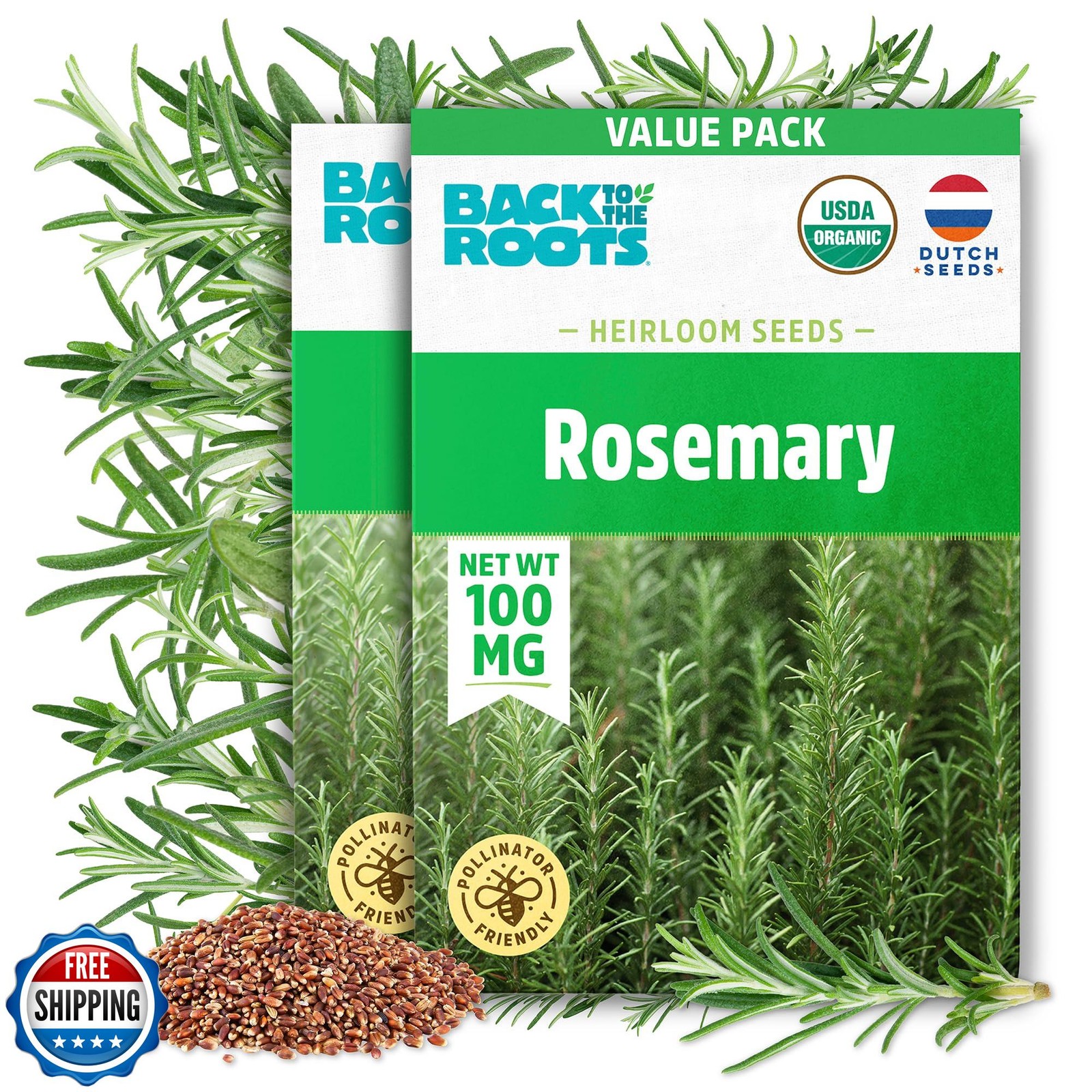 Back to the Roots 100% Organic Seed Packets – Rosemary (Pack of 2)