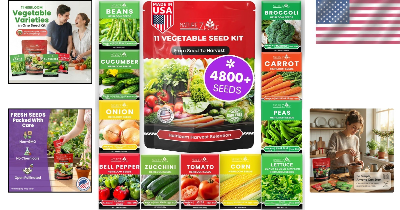 Vegetable and Fruit Heirloom Seeds Pack with 4800 Survival Seeds Non-GMO Garden