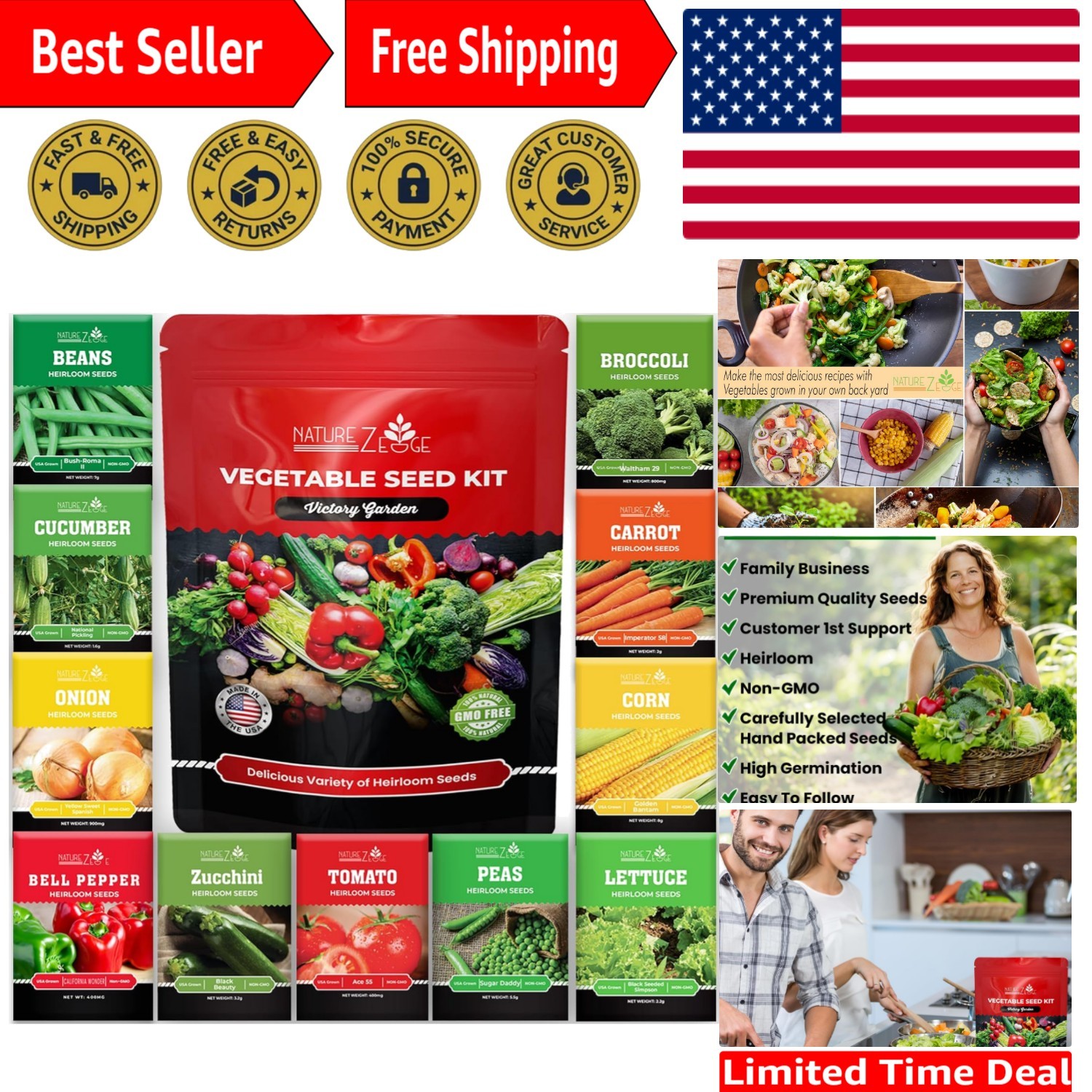 11 Variety Heirloom Seeds – Non-GMO Survival Seed Vault for Home Garden
