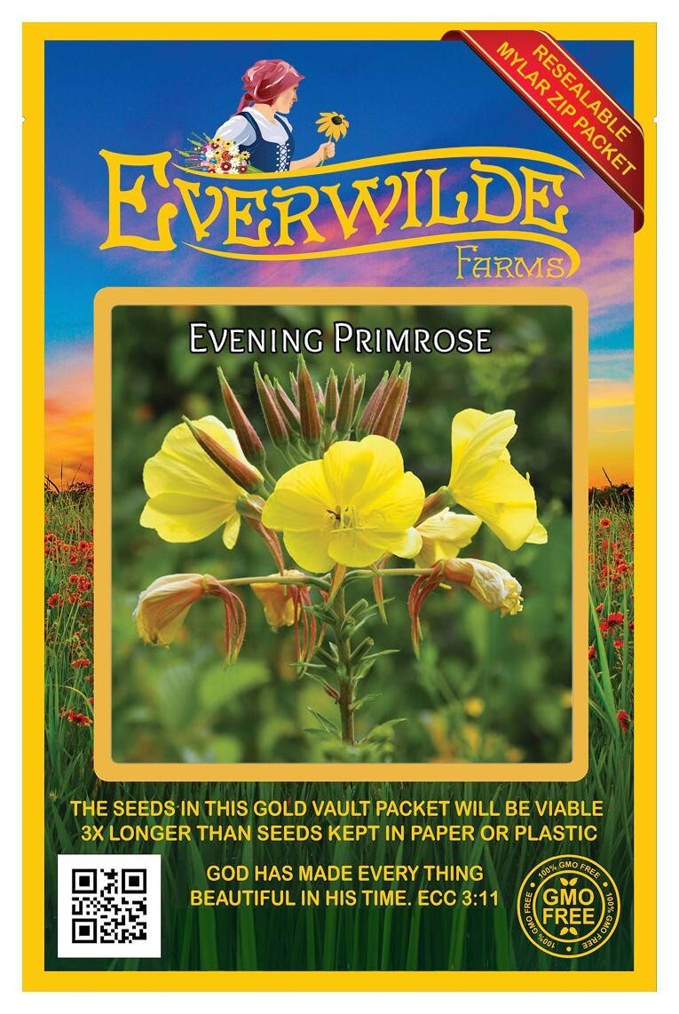 1 Oz Evening Primrose Wildflower Seeds – Everwilde Farms Mylar Seed Packet