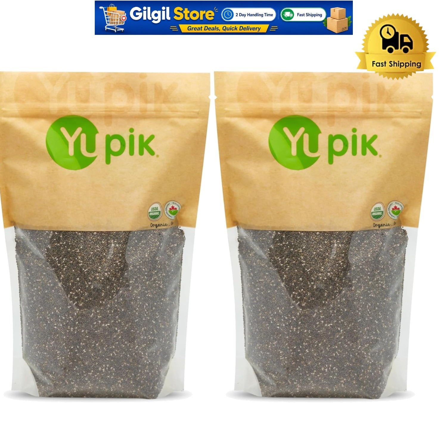 Deliciously Versatile Organic Black Chia Seeds, 2.2 lb Pack of 2 Bags
