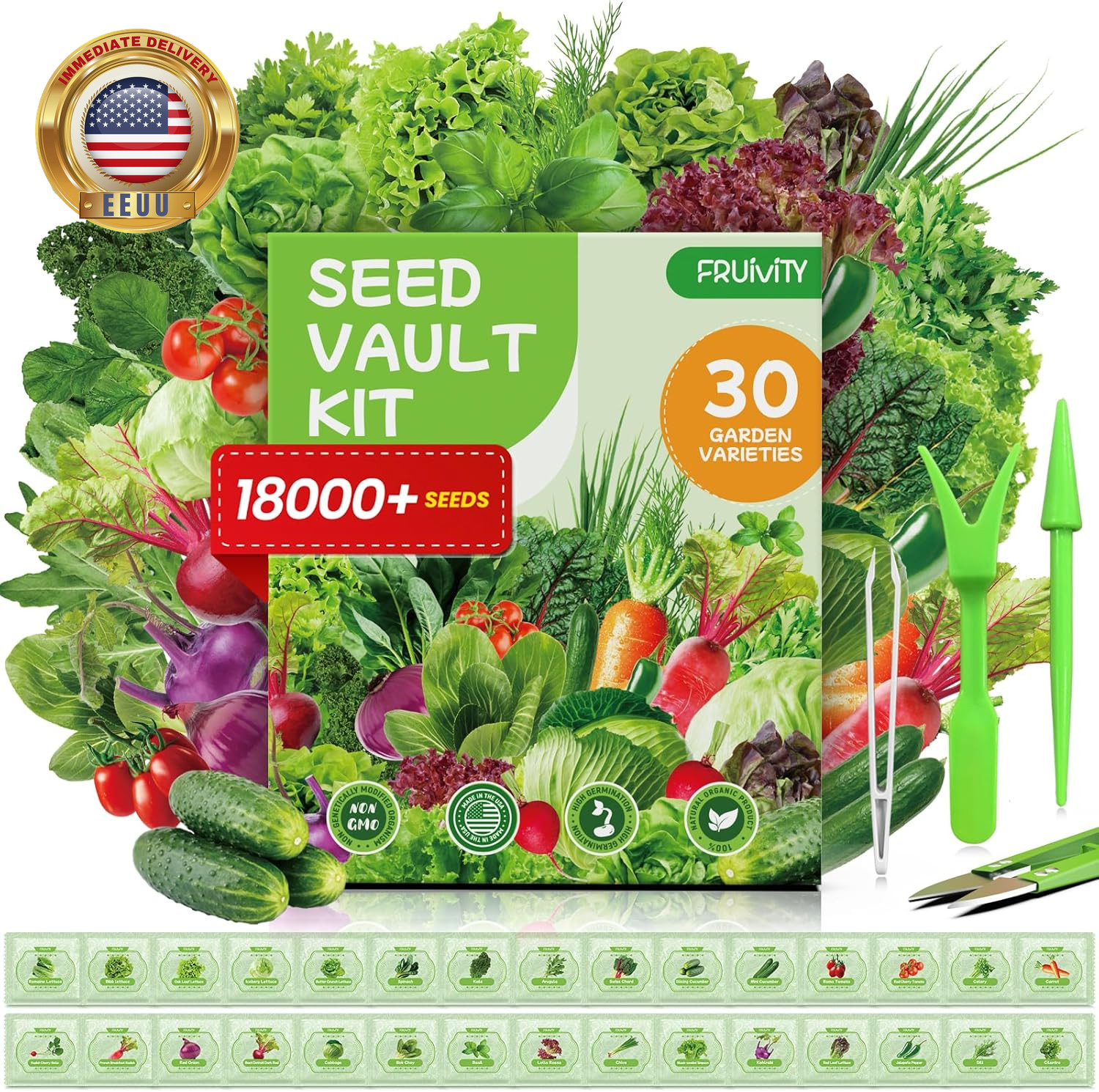 30 Heirloom Seeds Variety Pack – 18500+ Seeds for Planting Vegetables, Home Gard