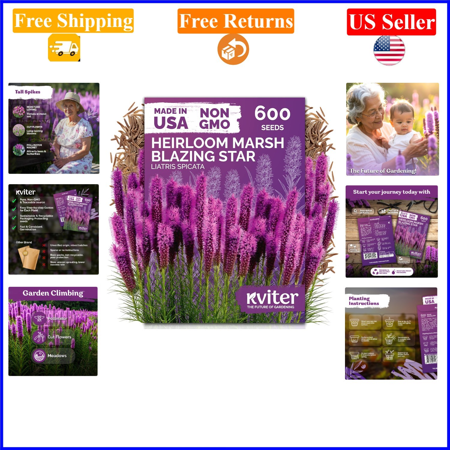 600 Pink Blazing Star Wildflower Seeds for Garden & Containers