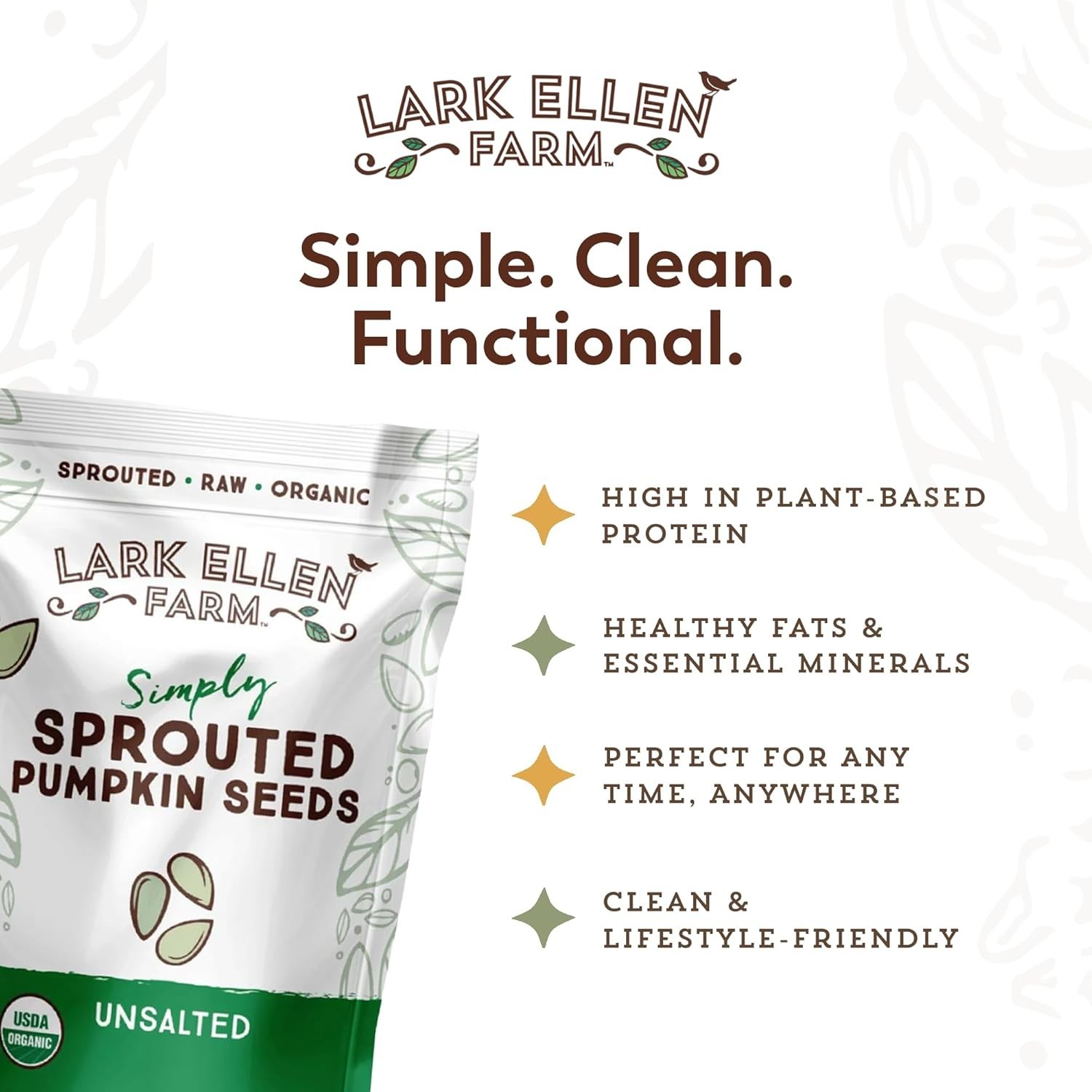 Sprouted Organic Seeds – Raw, Unsalted, Air-Dried Pepitas for Snacking, Salad…