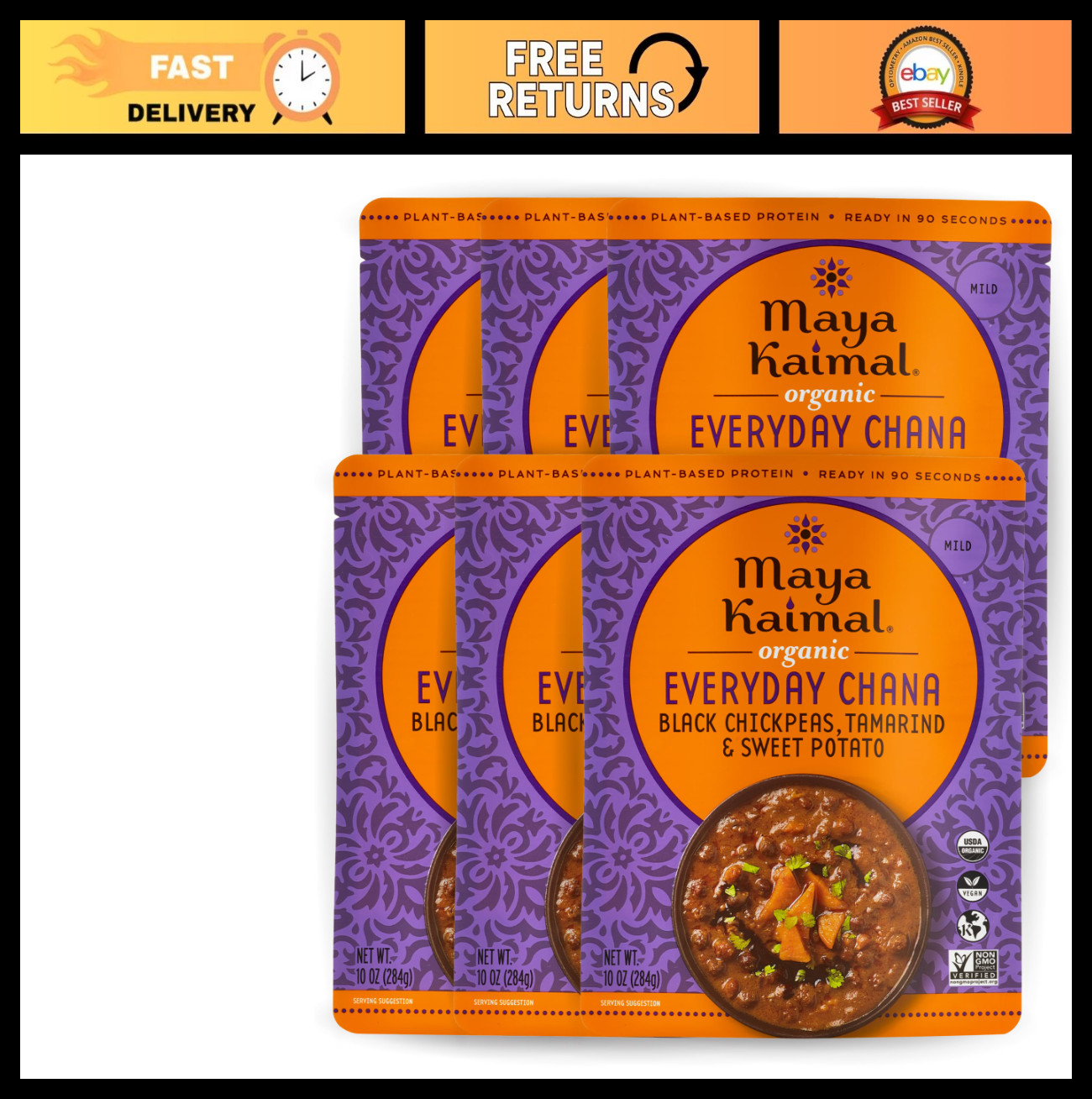 Organic Indian Chana – Fully Cooked Black Chickpeas with Tamarind & Sweet Potato