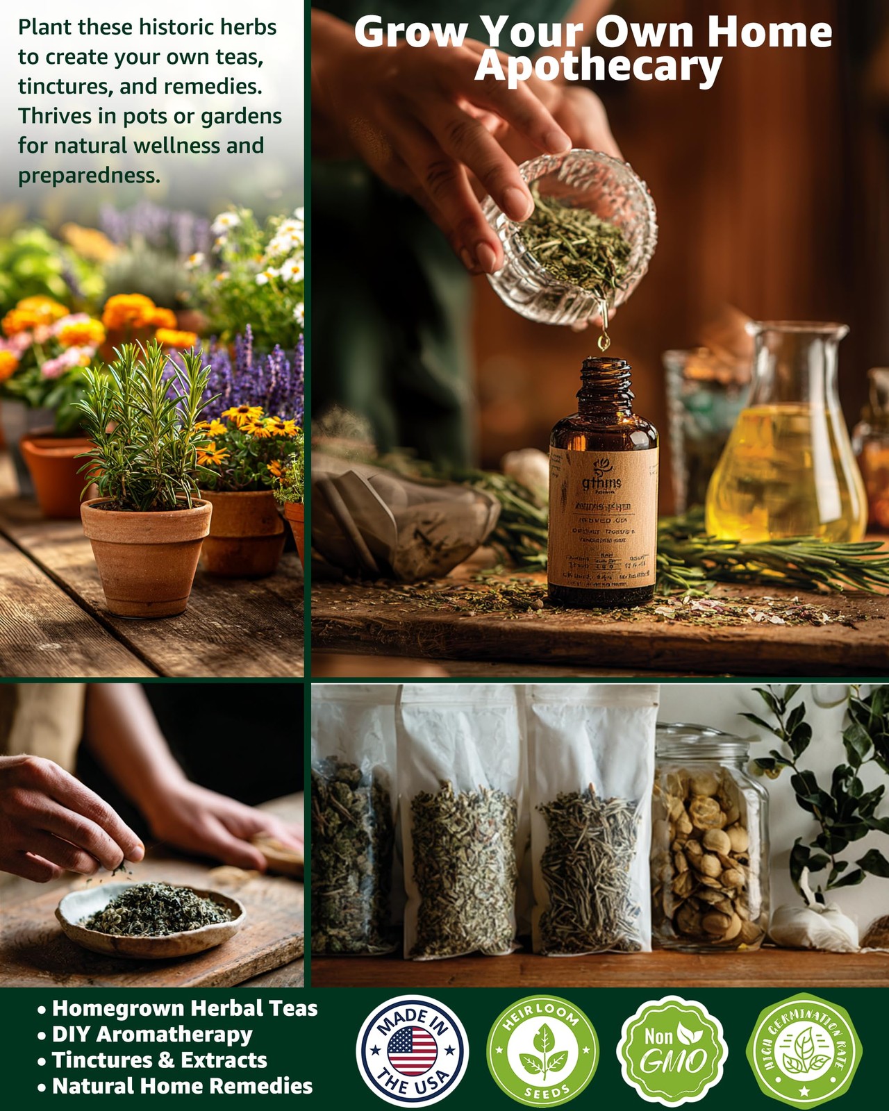 Medicinal & Tea Herb Seeds for Planting – 35 Non-GMO Variety Pack for Indoor/…
