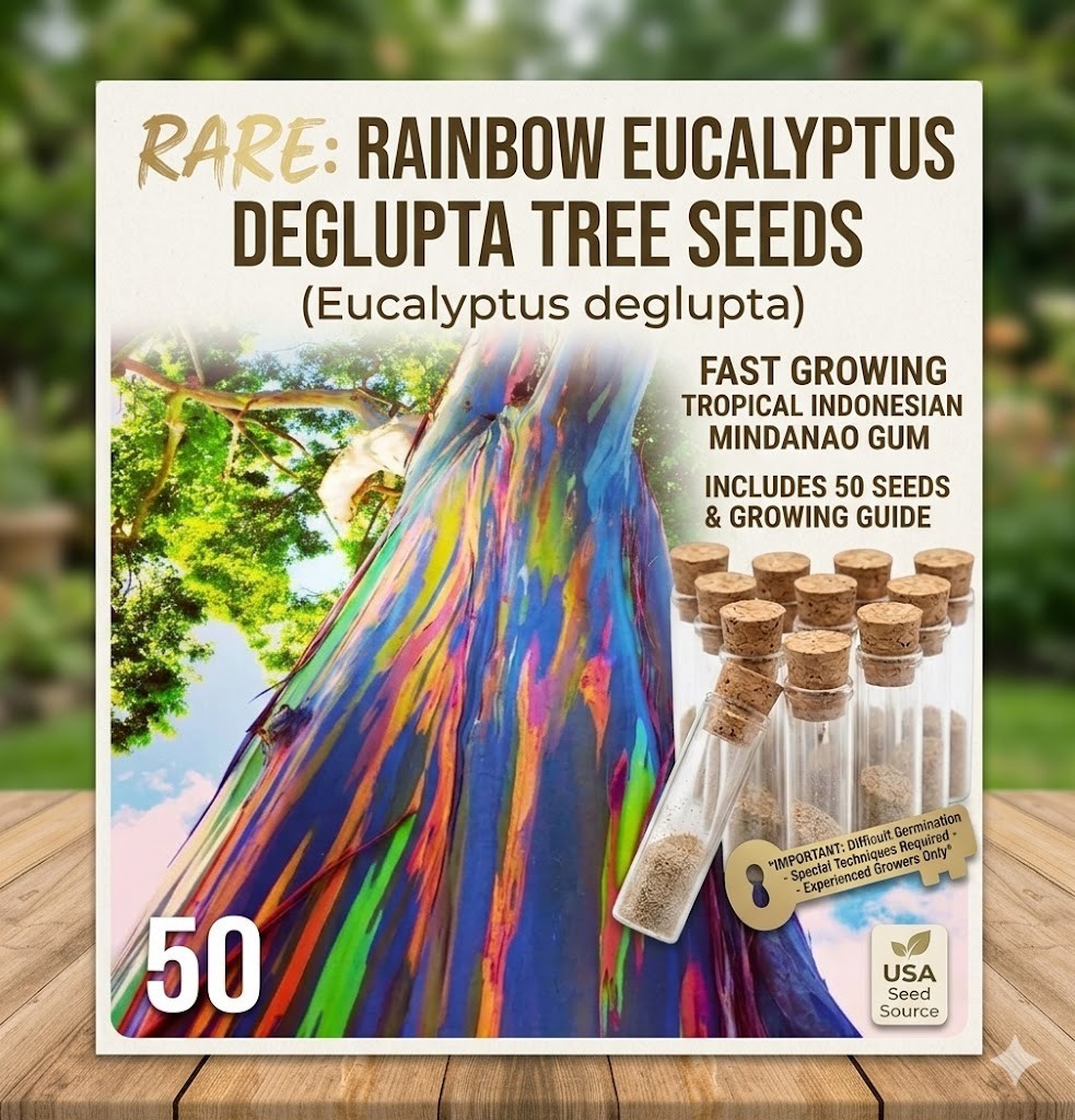 50 Spectacular Rainbow Eucalyptus deglupta Tree Seeds Mindanao Gum Tropical