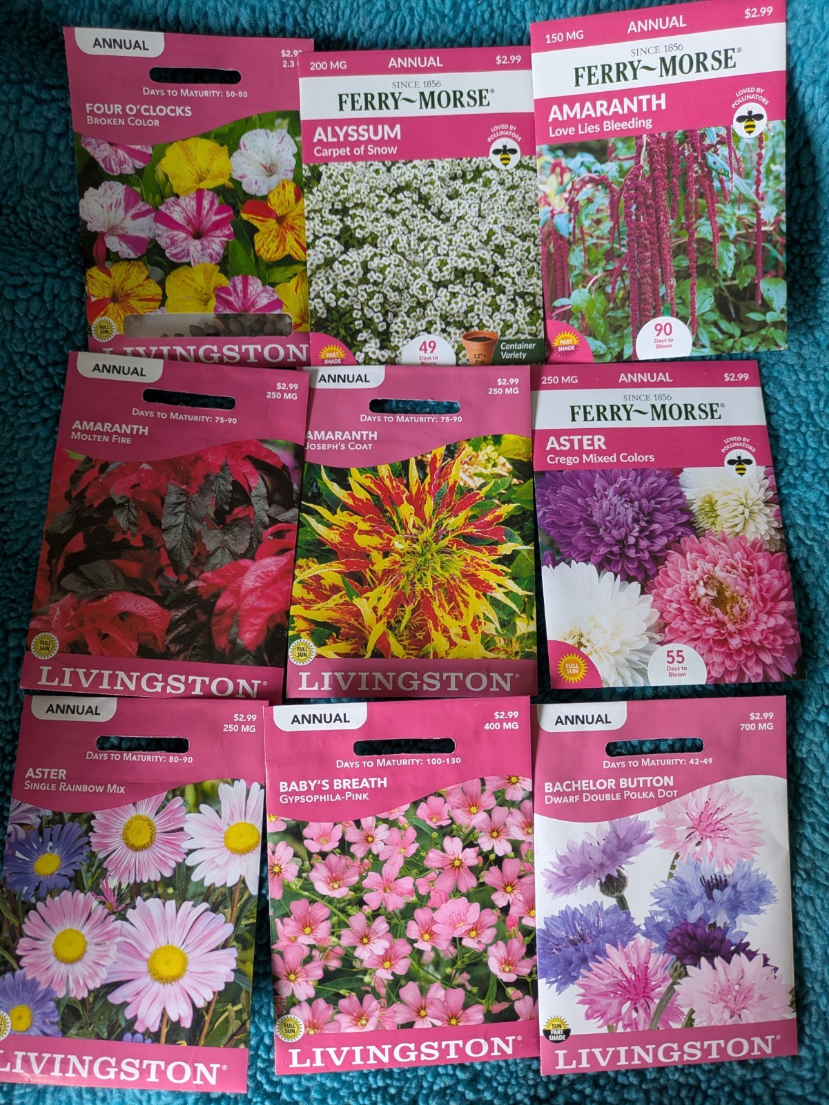 73 Flower Seed Packs Zinnia, Marigold, Calendula, Butterfly, Aster, Daisy +more