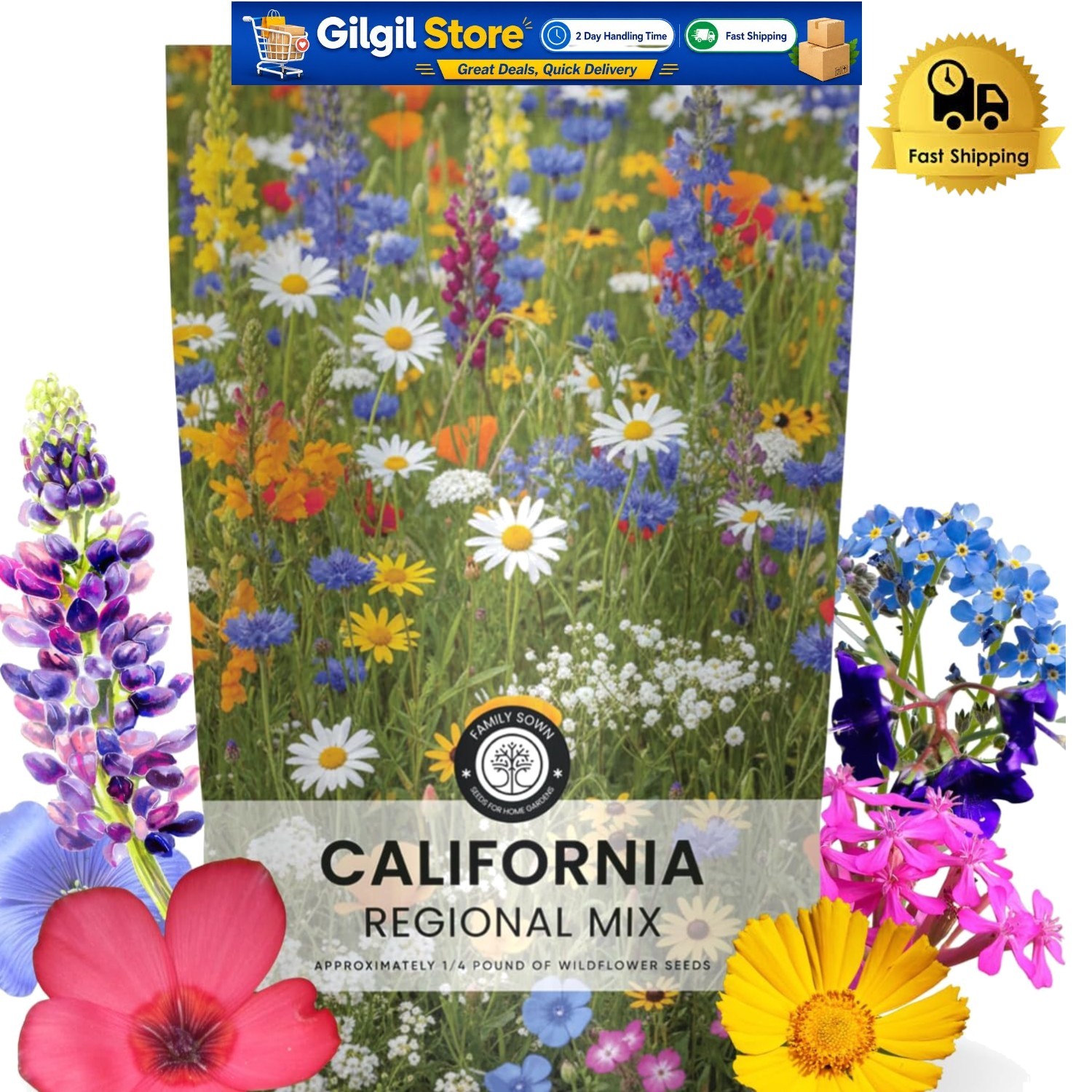 California Wildflower Seed Collection – 79,000 Seeds for Low-Maintenance Beauty