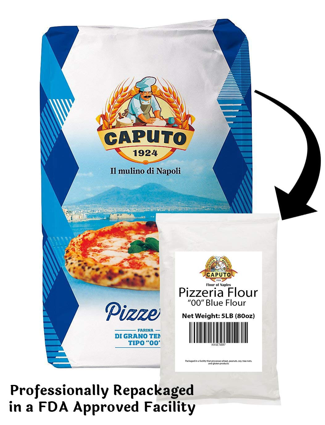 Pizzeria Flour for Authentic Pizza Dough, 80 Ounce (5 Pound Bag) Repack