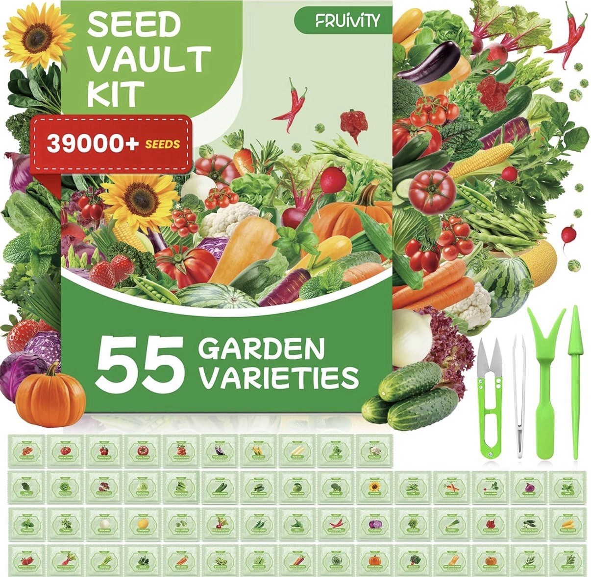 55 Vegetable Seeds Variety Pack – 39,000+ Heirloom Seeds for Planting Vegetab…