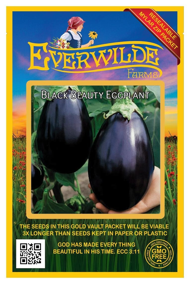 250 Black Beauty Eggplant Seeds – Everwilde Farms Mylar Seed Packet