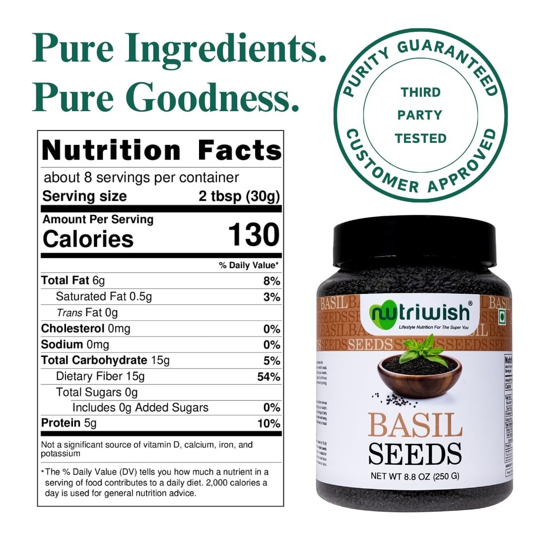 Organic Basil Seeds 250g – Versatile Superfood for Smoothies & Salads
