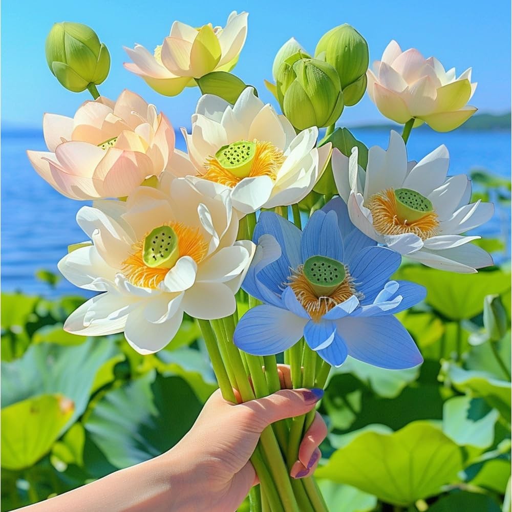 60 Pcs Mix Bonsai Bowl Lotus Seeds, Water Lilys Flower Plant, Lotus Seeds for…