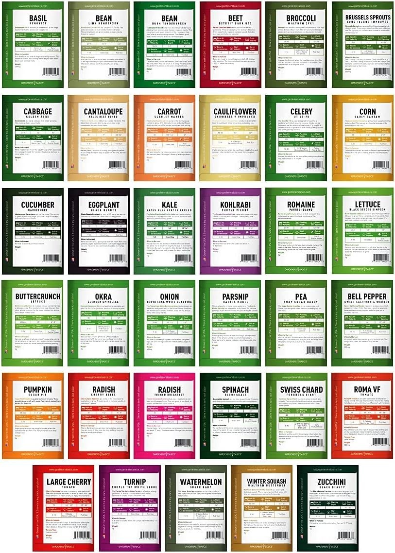 Survival Vegetable Seeds Garden Kit Over 16,000 Seeds Non-GMO and Heirloom, G…