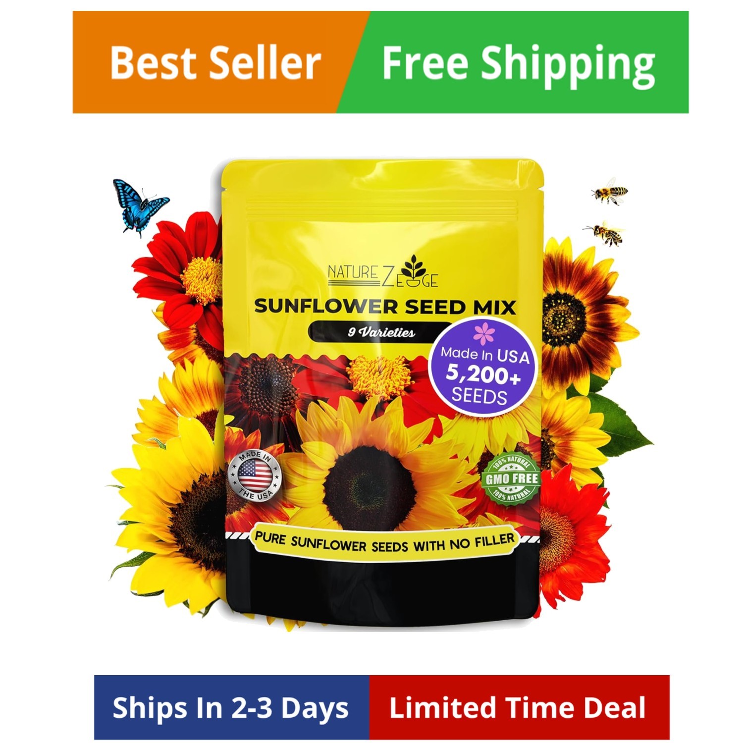 5200+ Sunflower Seeds for Planting Bulk Variety Pack, Get More Sunflower Seed…