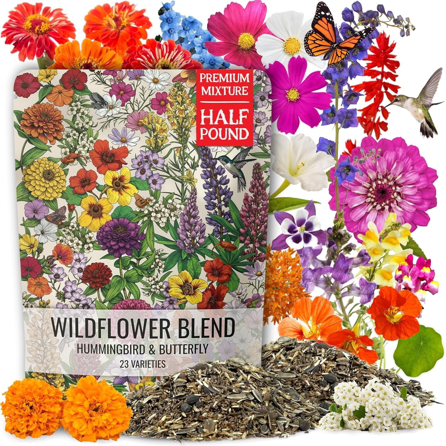 Seed Needs Hummingbird and Butterfly Wildflower Mixture NO FILLER – 1/2 LB