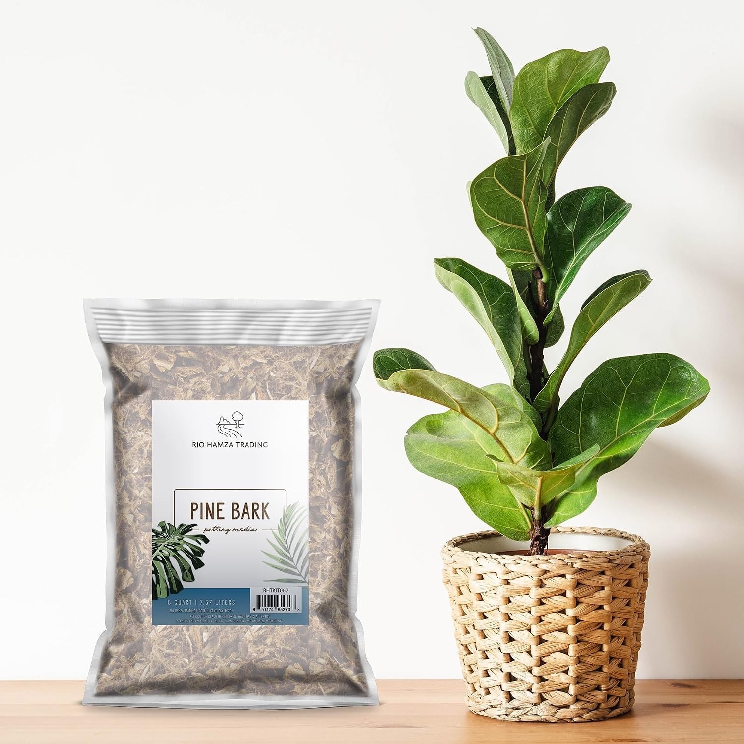 All-Natural Pine Bark Mulch for Soil Supplement and Houseplant Decor 8 Quarts