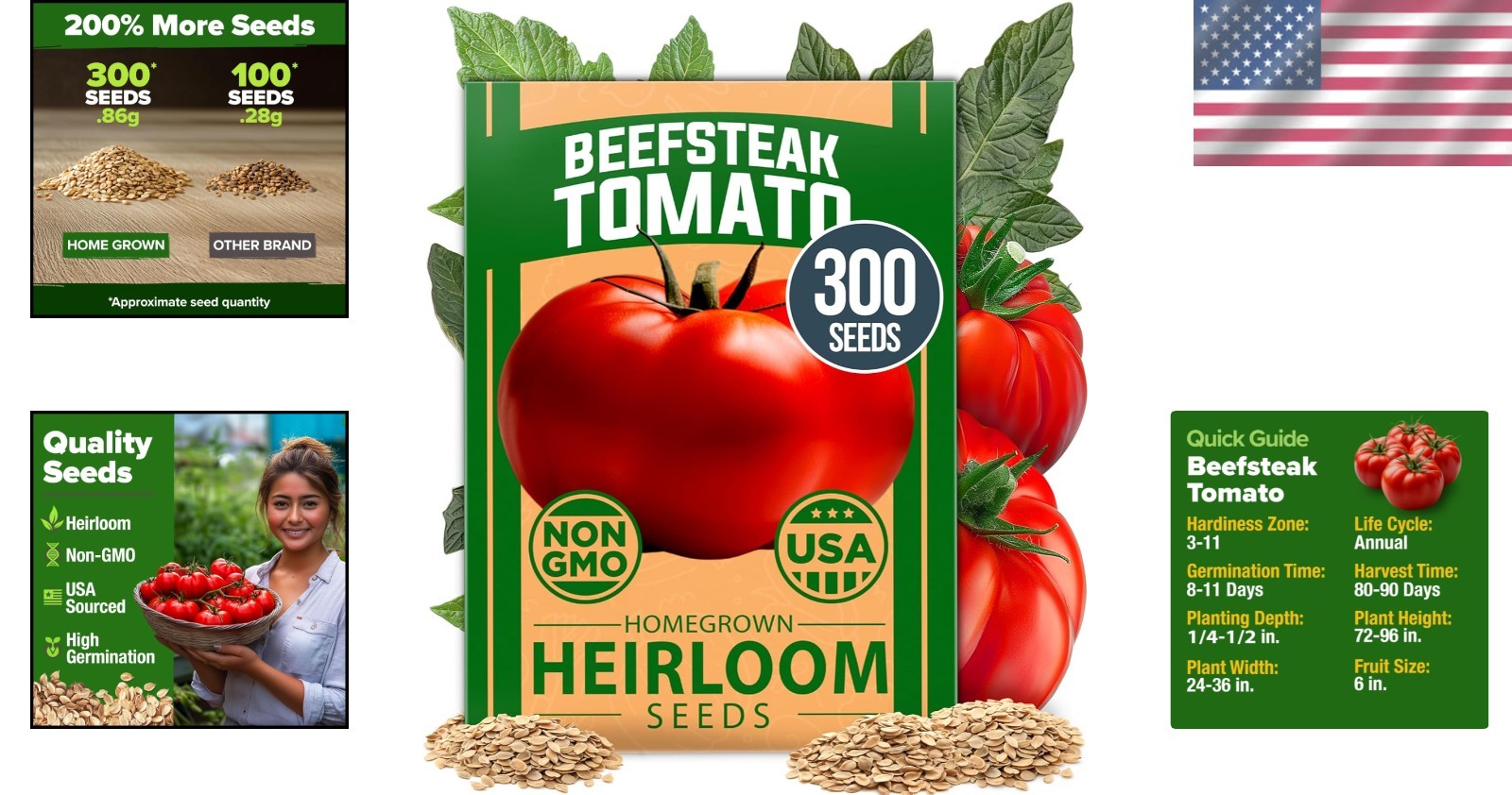 High Germination Beefsteak Tomato Seeds – 300 Heirloom Seeds for Any Gardener