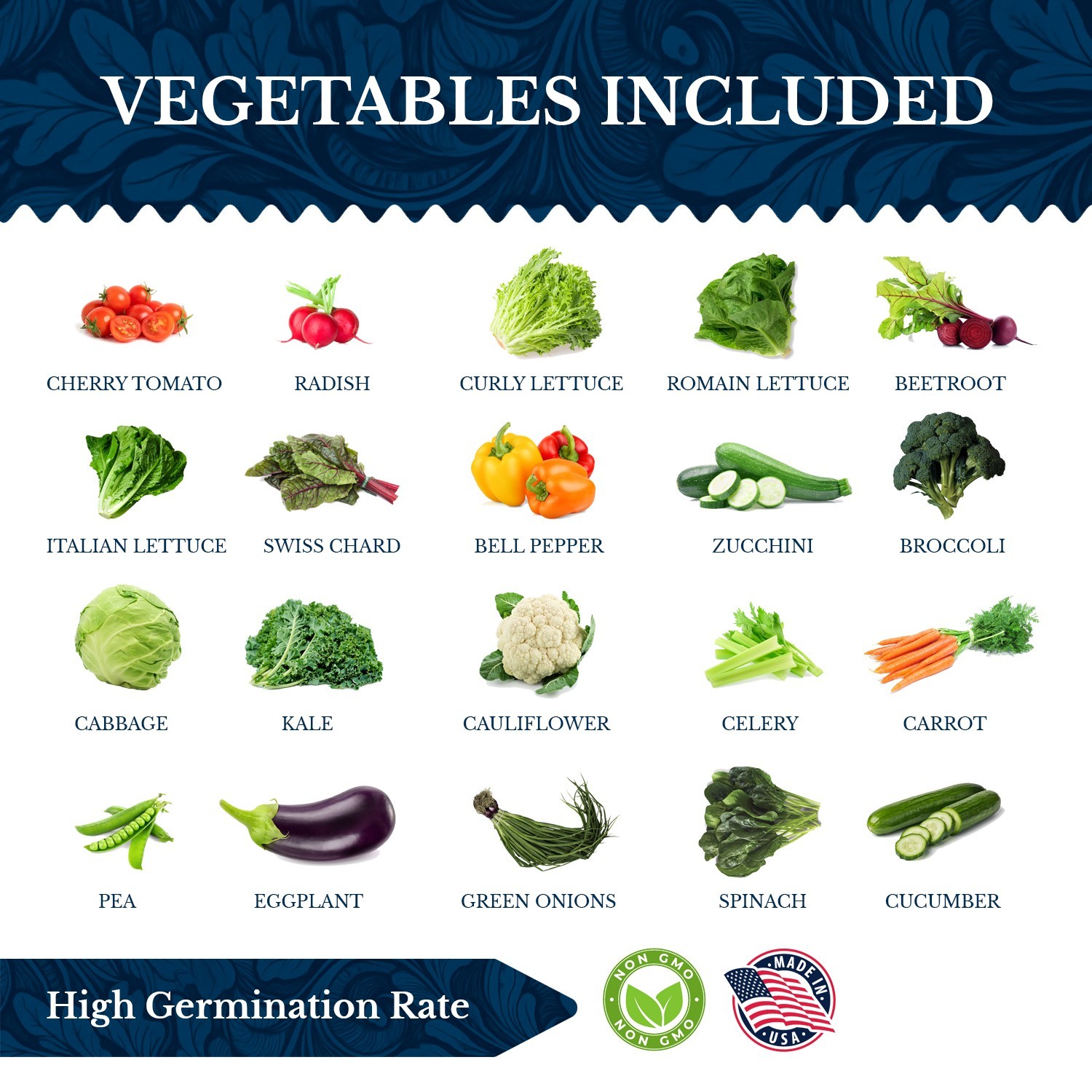 20 Vegetable Seeds Variety Pack Indoor Outdoors Vegetable Seeds