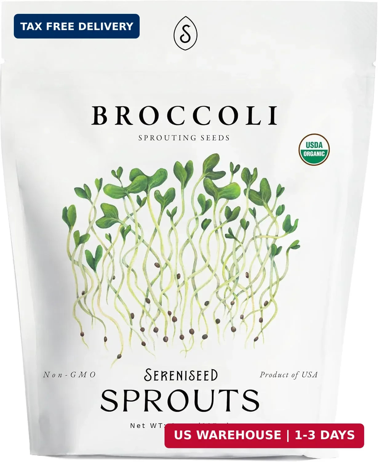 Organic Broccoli Sprout Seeds (8 oz) – Non-GMO, Heirloom Seeds for Sprouting and
