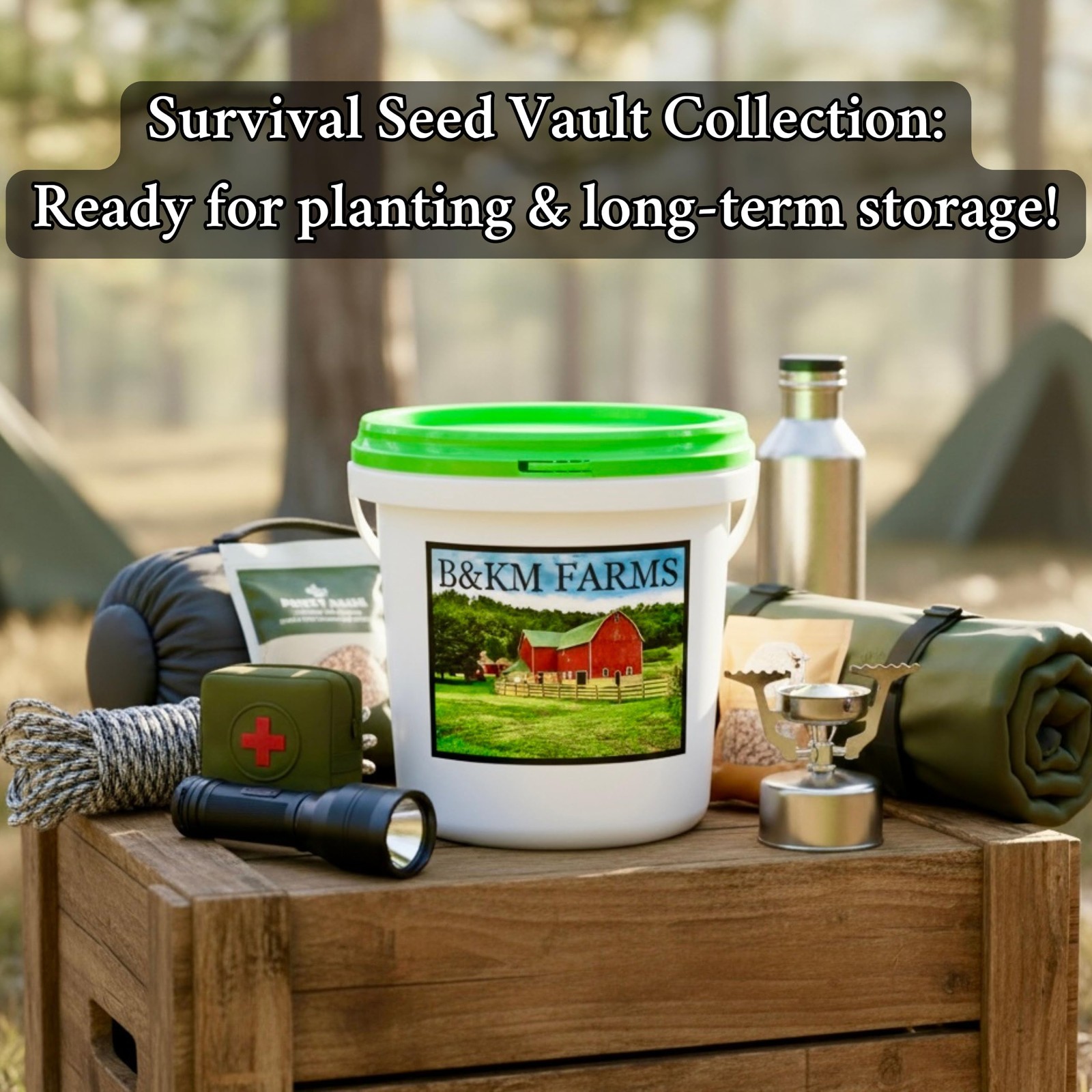 Survival Seed Vault – 50 Varieties Non-GMO Heirloom Seeds, 5+ Year Supply, Secur