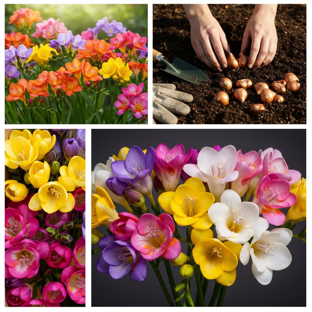Double Freesia Flower Bulbs for Spring Planting – Mixed Colors for Bouquets -…