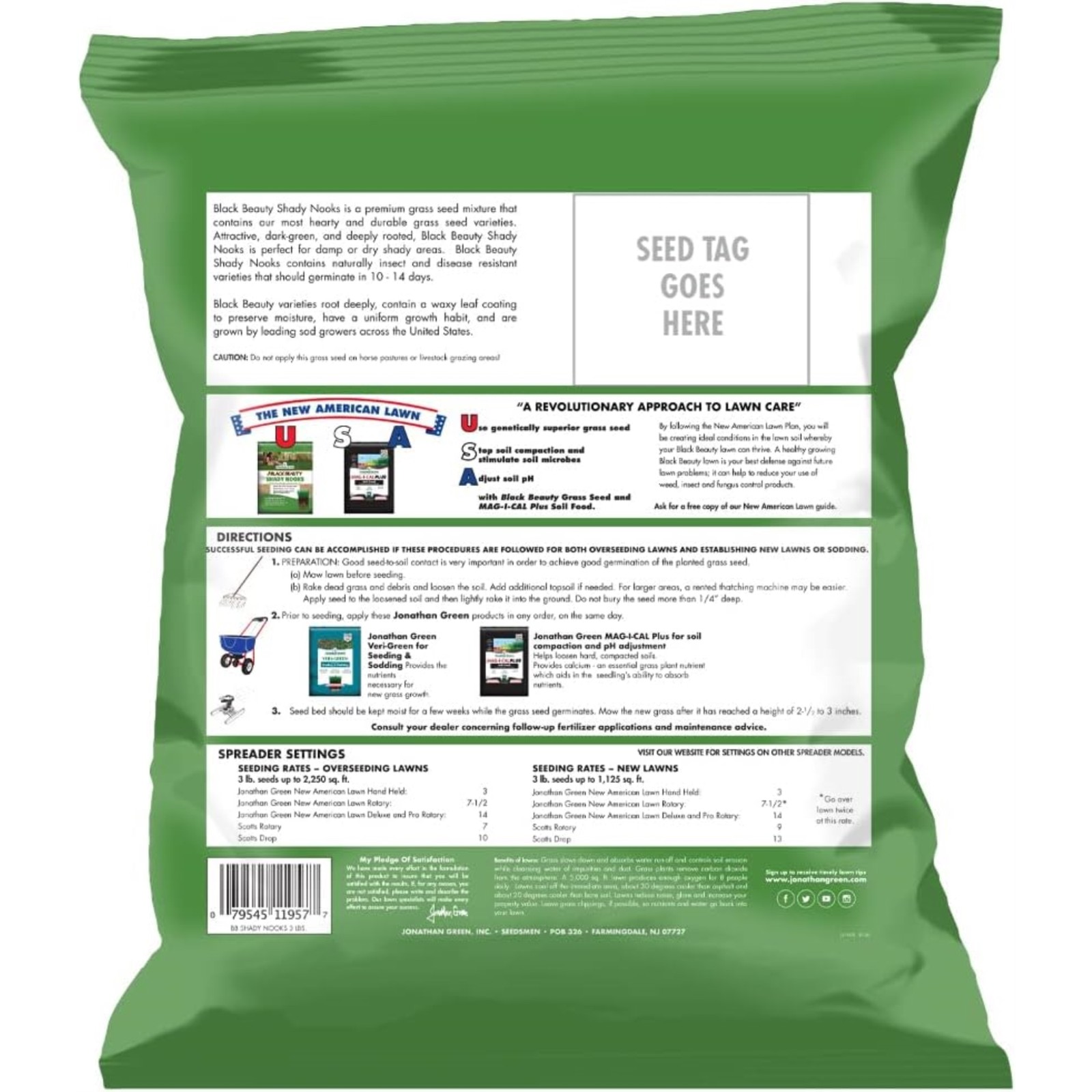 Jonathan Green Black Beauty Shady Nooks Grass Seed Mixture, 3lbs, 4 Pack