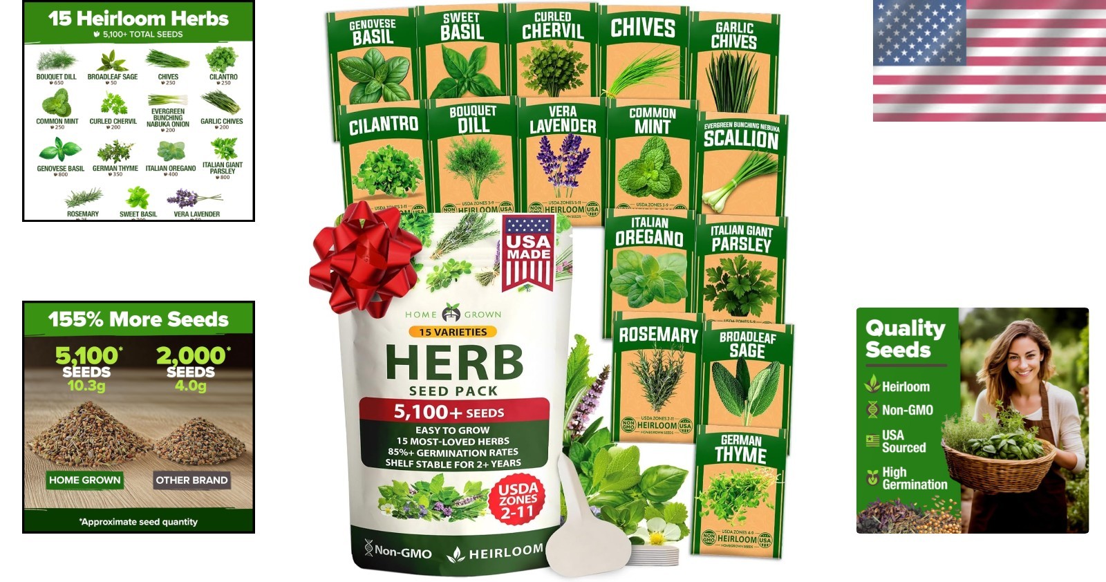 Ultimate Herb Seed Collection – 15 Non-GMO Varieties for -Round Growth