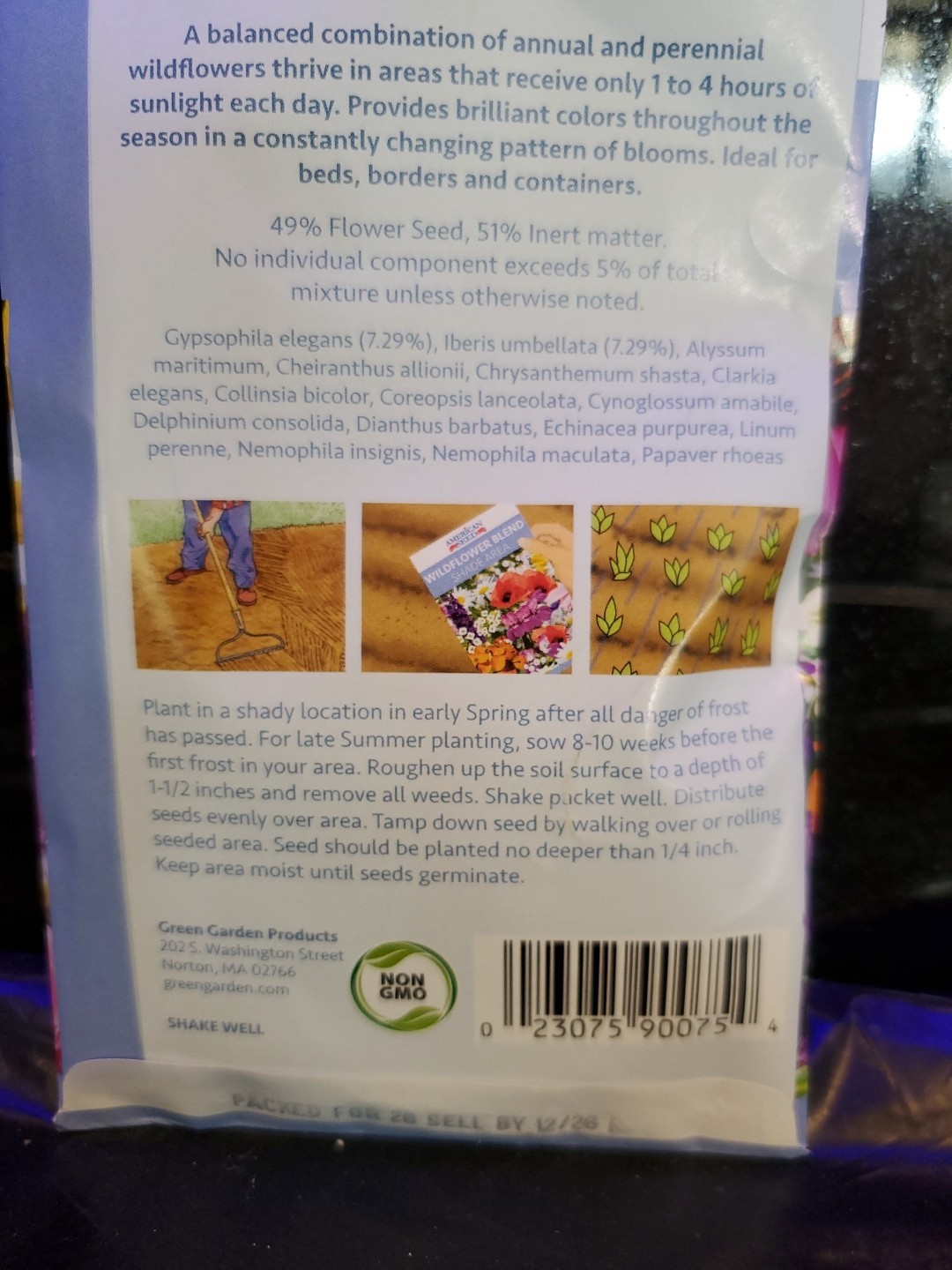 American Seed Shade Mix, Wildflower Blend, 100 Square Foot Shaker Pack (2 OZ)