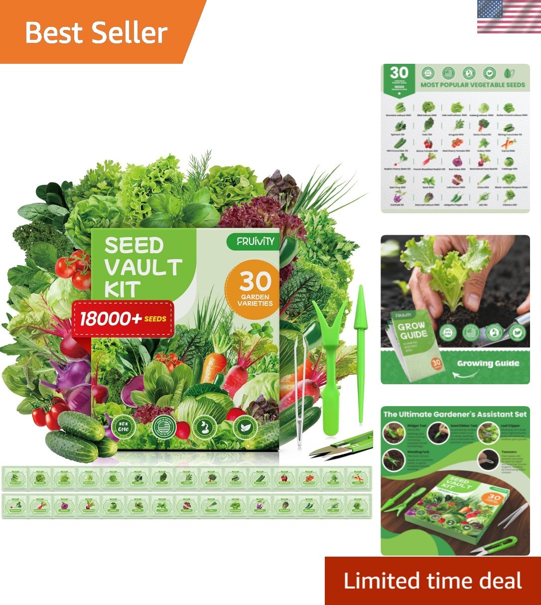 30 Heirloom Seeds Variety Pack – 18500+ Non-GMO Seeds for Planting Vegetables…