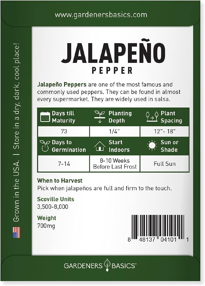 Jalapeno Pepper Seeds | Heirloom, Non-GMO, USA Farmed for Spicy Gardens