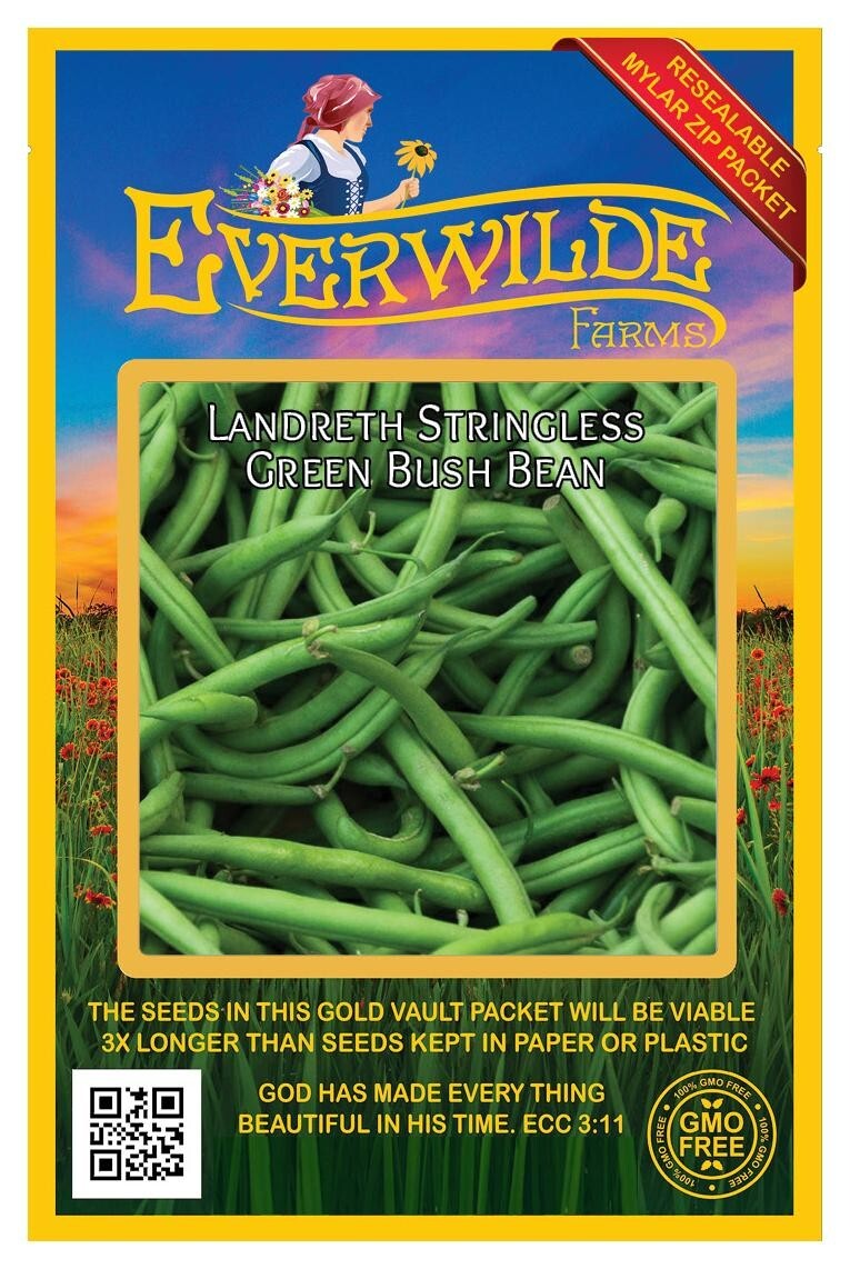 100 Landreth Stringless Green Bush Bean Seeds – Everwilde Farms Mylar Packet