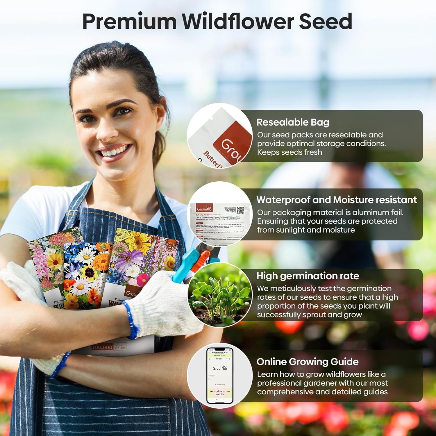 All Perennial Wildflower Seeds Bulk, 1/4 Lb, 100,000+ Seeds, 26 Variety Mix