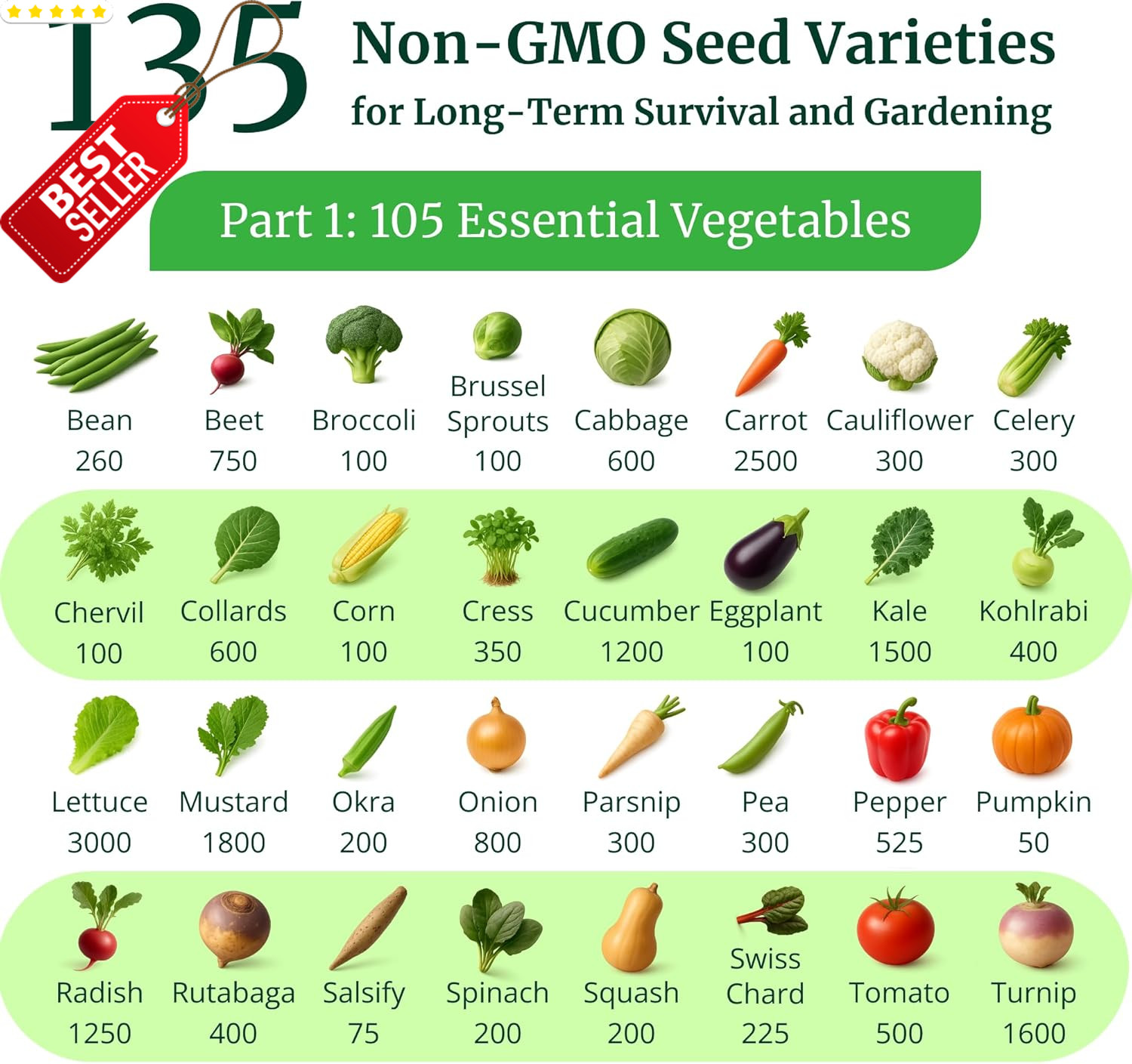 Heirloom Seeds 135 Variety Vegetable Fruit Herb Non-GMO Planting Kit US