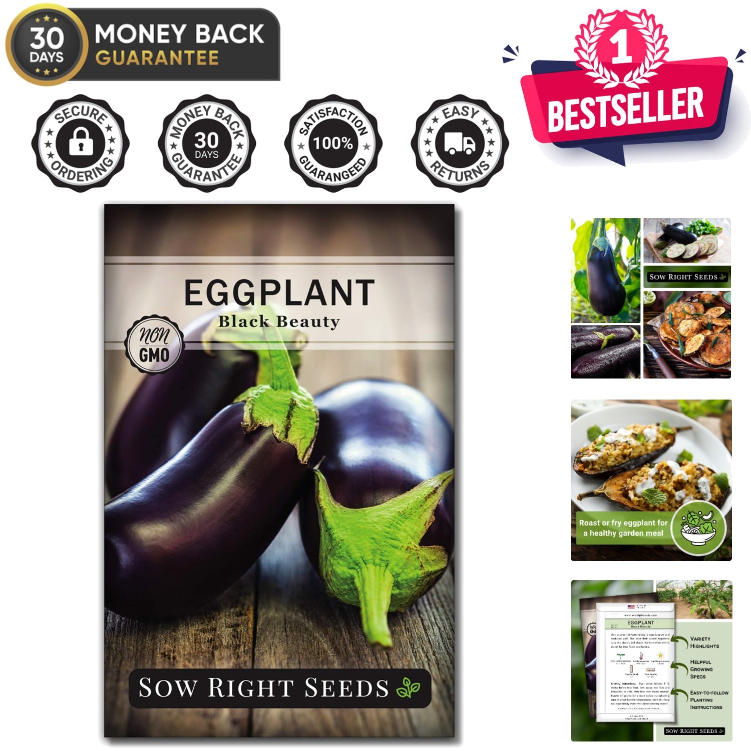 Easy-Grow Non-GMO Black Beauty Eggplant Seeds – Perfect for All Seasons