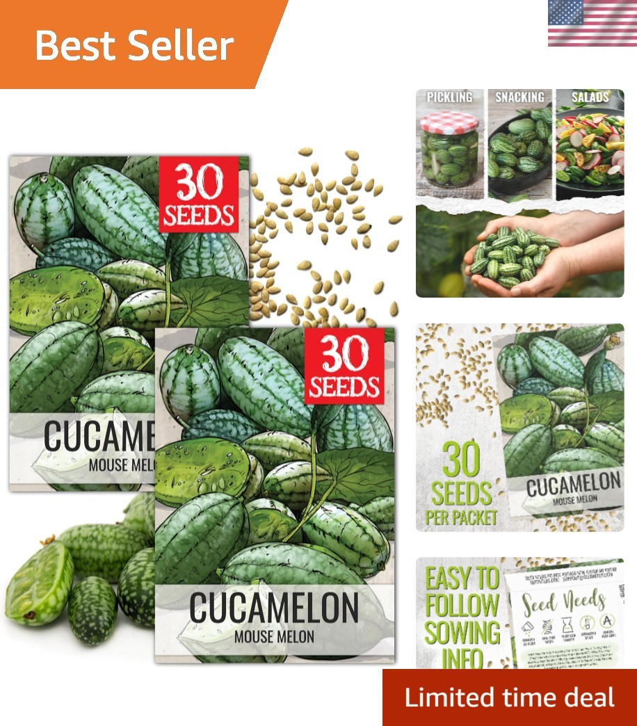 Cucamelon Seeds – Non-GMO Heirloom Miniature Melons for Your Garden (2 Packs)